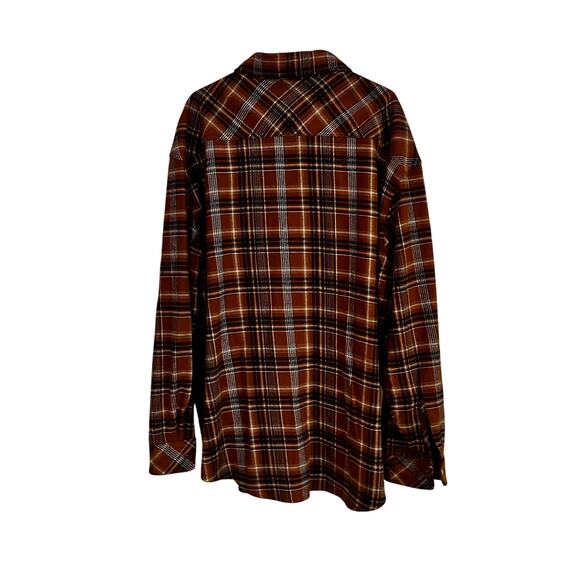 Dickies Men’s Rugged Flex Brown Plaid Pearl Button Down Flannel 3XL 54-56 - Picture 3 of 8